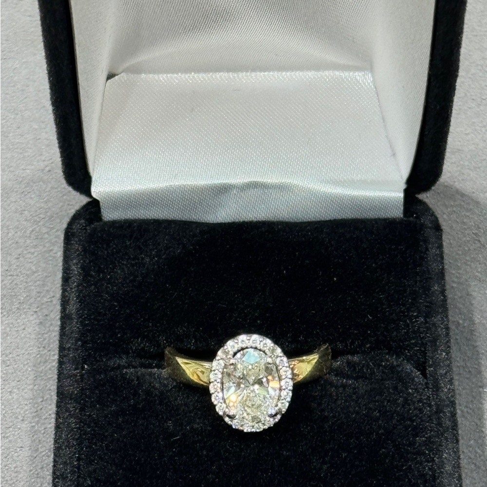 1.53 CT IGI Certified Oval Lab Diamond Halo Ring – 14K/10K